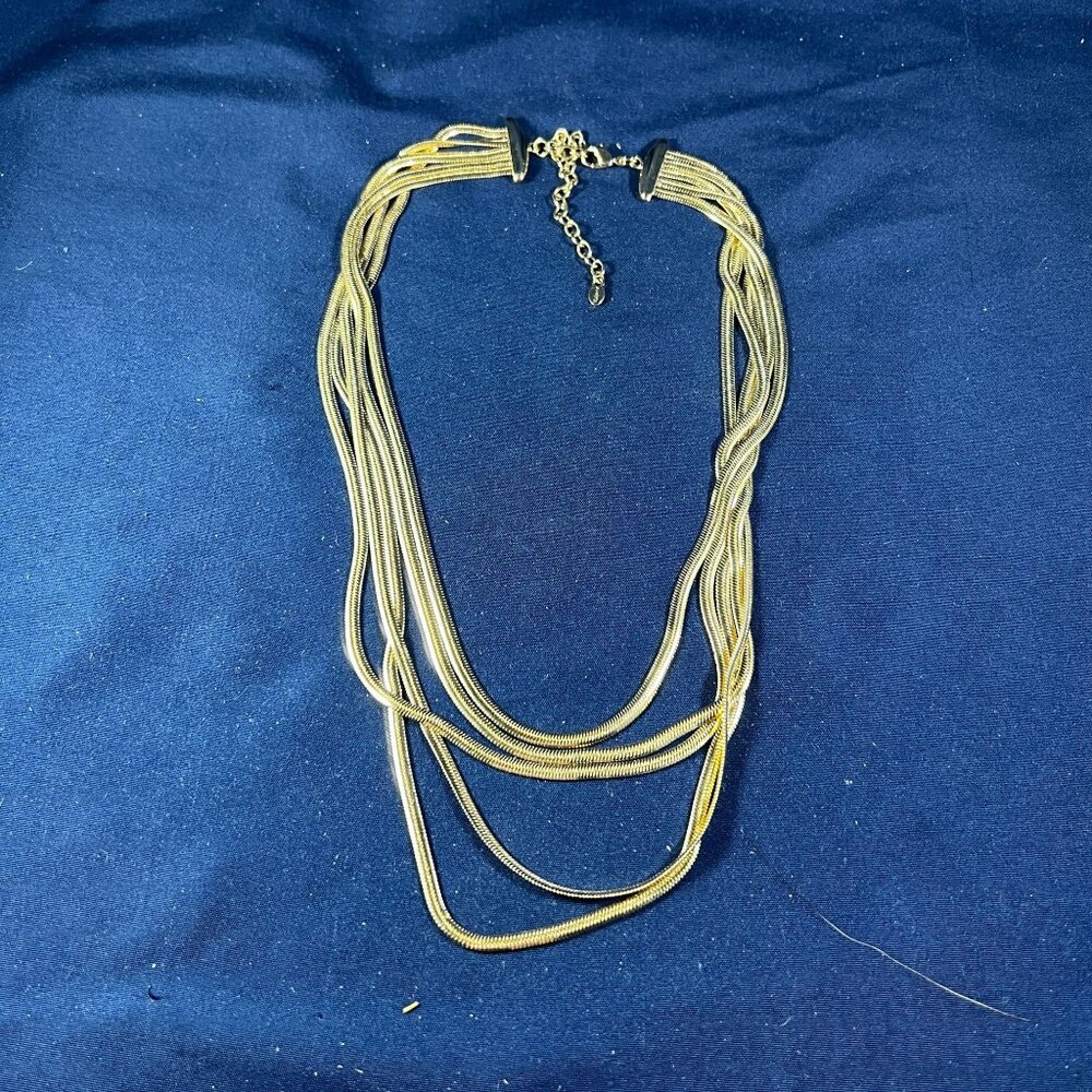 Multi-Strand Monet Gold-Tone Snake Chain Statement Necklace With Adjustable Lobs